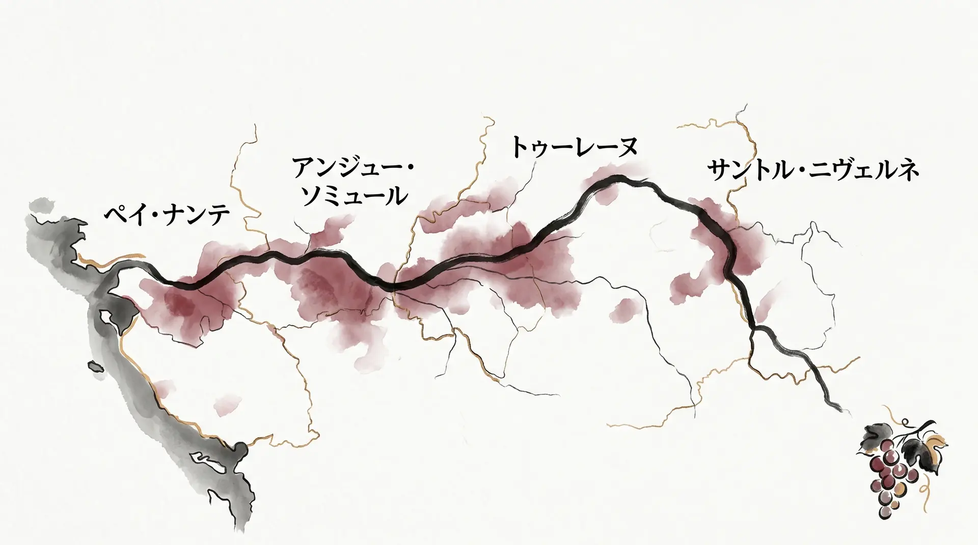 ロワール渓谷地方のAOC地図