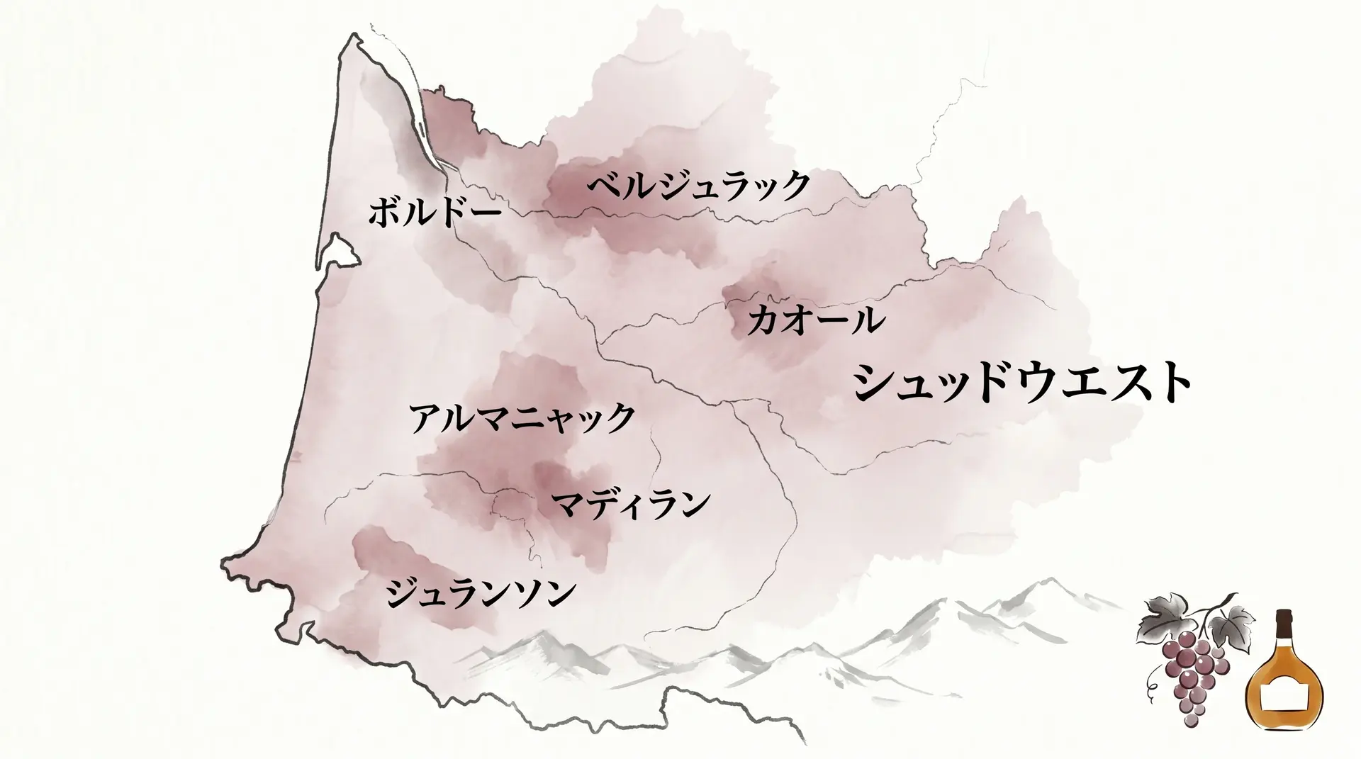 シュッドウエスト地方のAOC地図