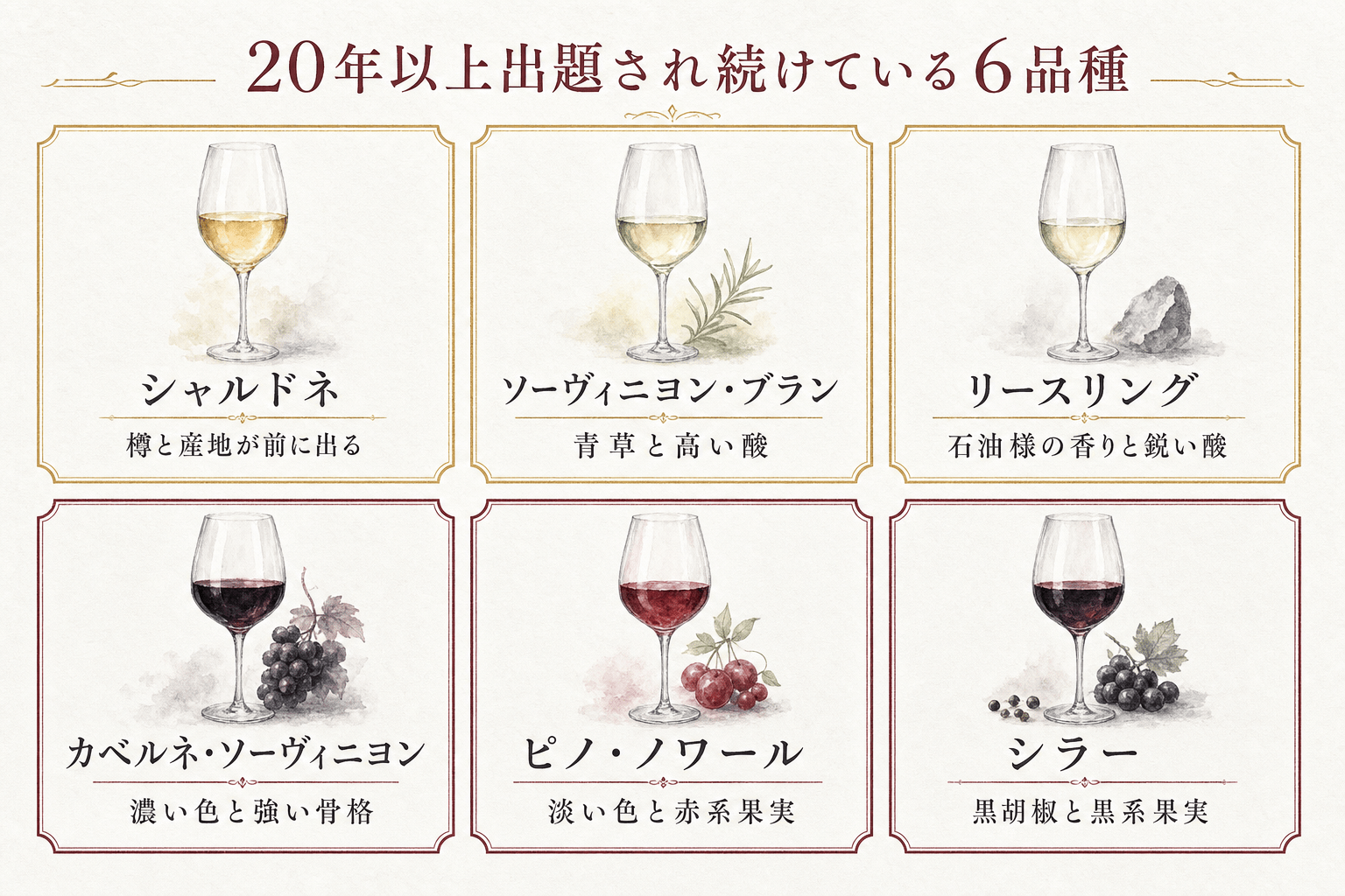 頻出6品種の比較チャート